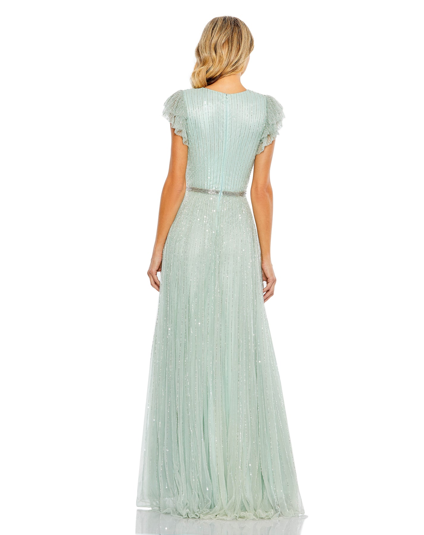 Mac Duggal 5502 - V-Neck Flutter Sleeve Evening Dress