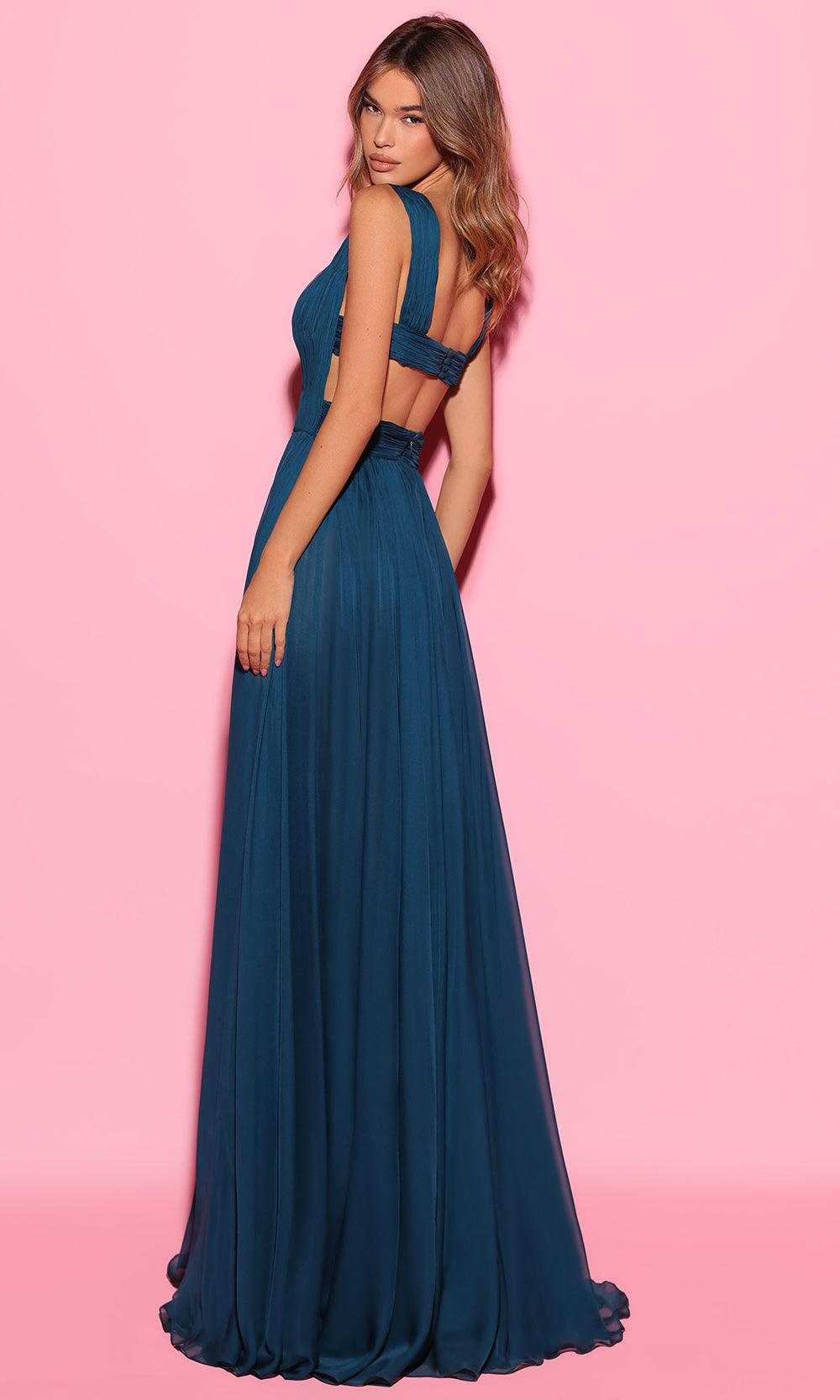 Tarik Ediz 55021 - Chiffon A-Line Elegant Evening Gown Prom Dresses