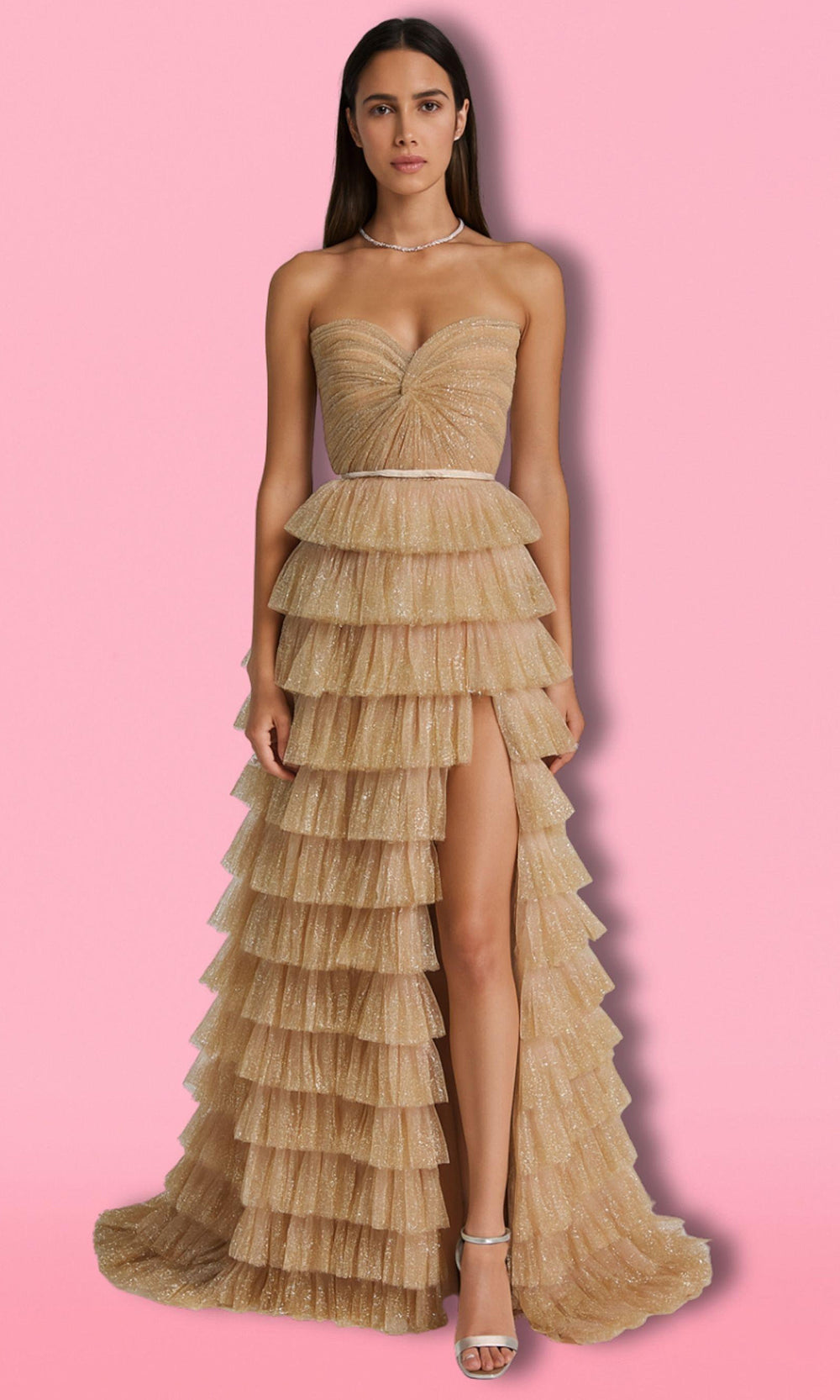 Tarik Ediz 55034 - Glitter Tulle Sweetheart Prom Gown Prom Dresses