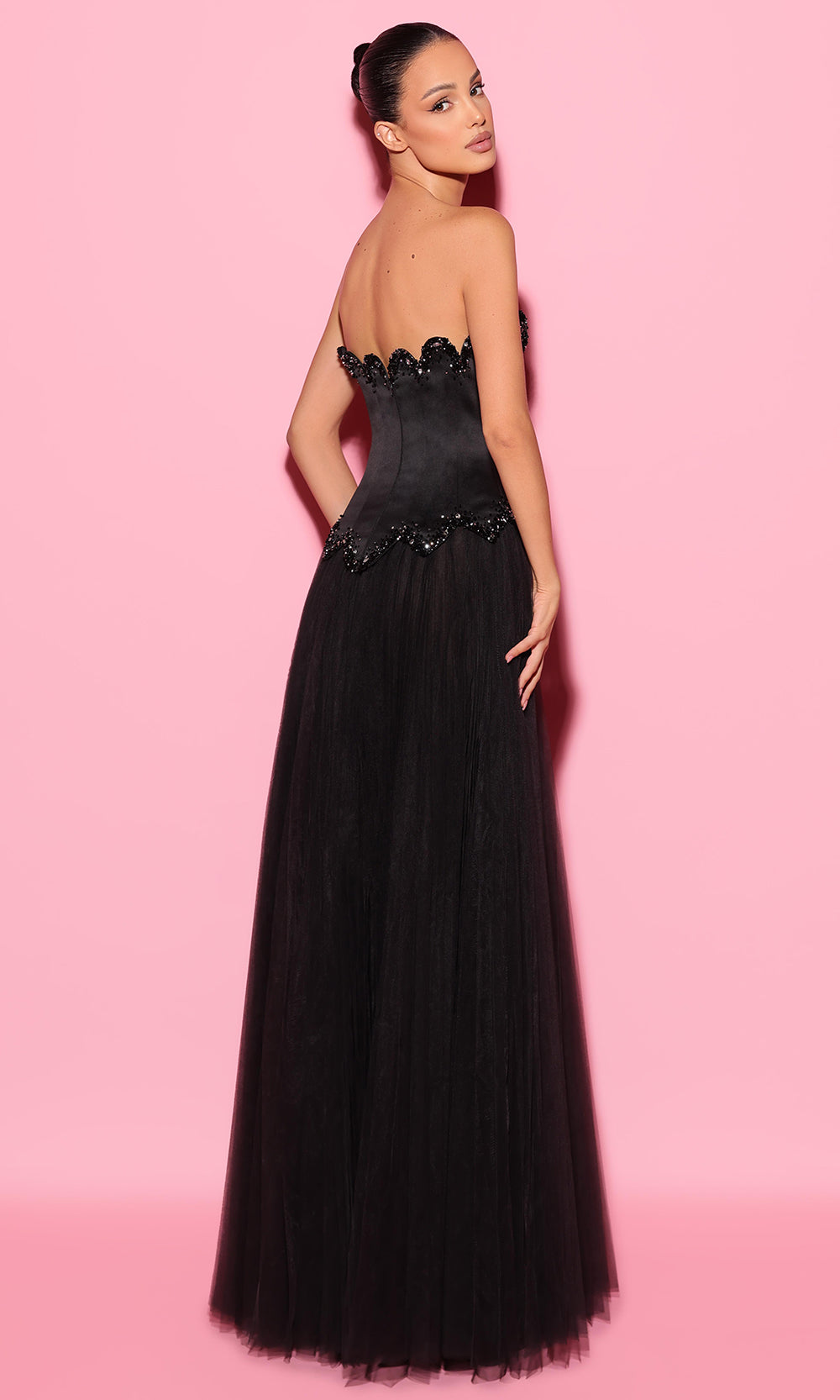 Tarik Ediz 55044 - Strapless Scallop Satin Tulle Gow Prom Dresses