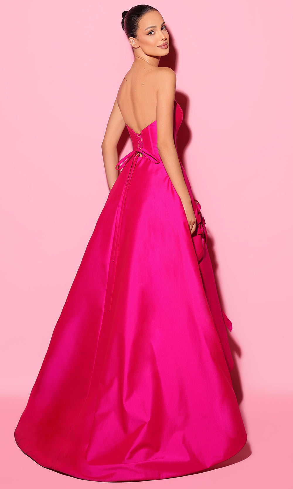 Tarik Ediz 55048 - Strapless Bow High?Low Prom Gown Ball Gowns