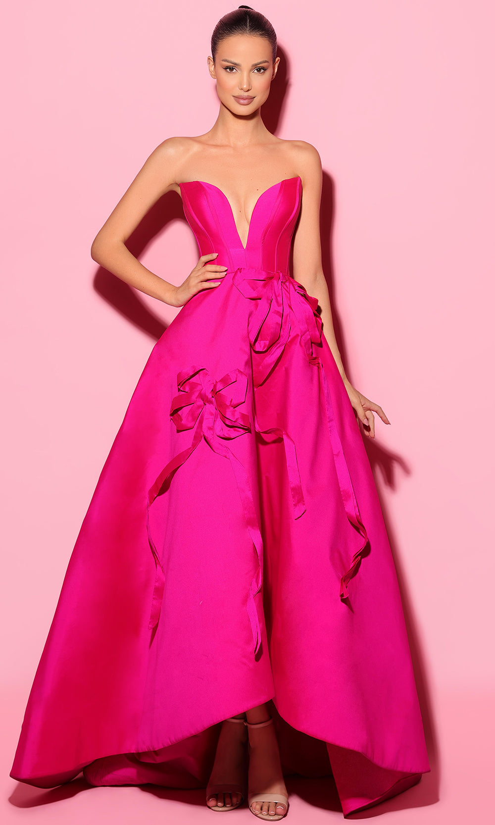 Tarik Ediz 55048 - Strapless Bow High?Low Prom Gown Ball Gowns