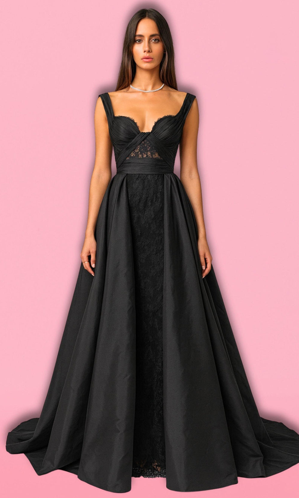 Tarik Ediz 55059 - Sweetheart Lace Evening Gown with Overskirt Prom Dresses