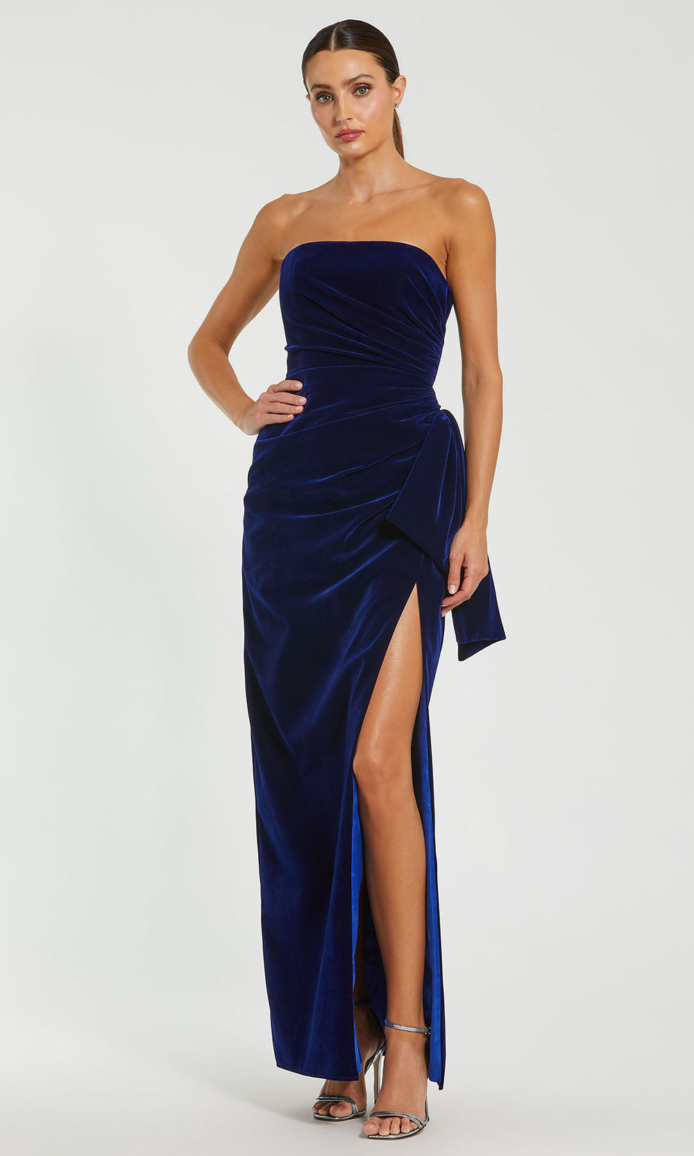 Ieena Duggal 55080 - Straight-Across Ruched Dress with Side Slit Evening Dresses