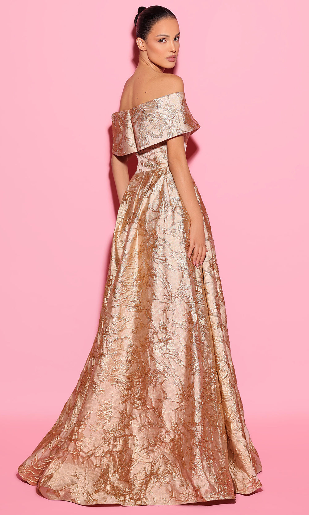 Tarik Ediz 55082 - Luxurious Jacquard Off-Shoulder Prom Gown Formal Gowns