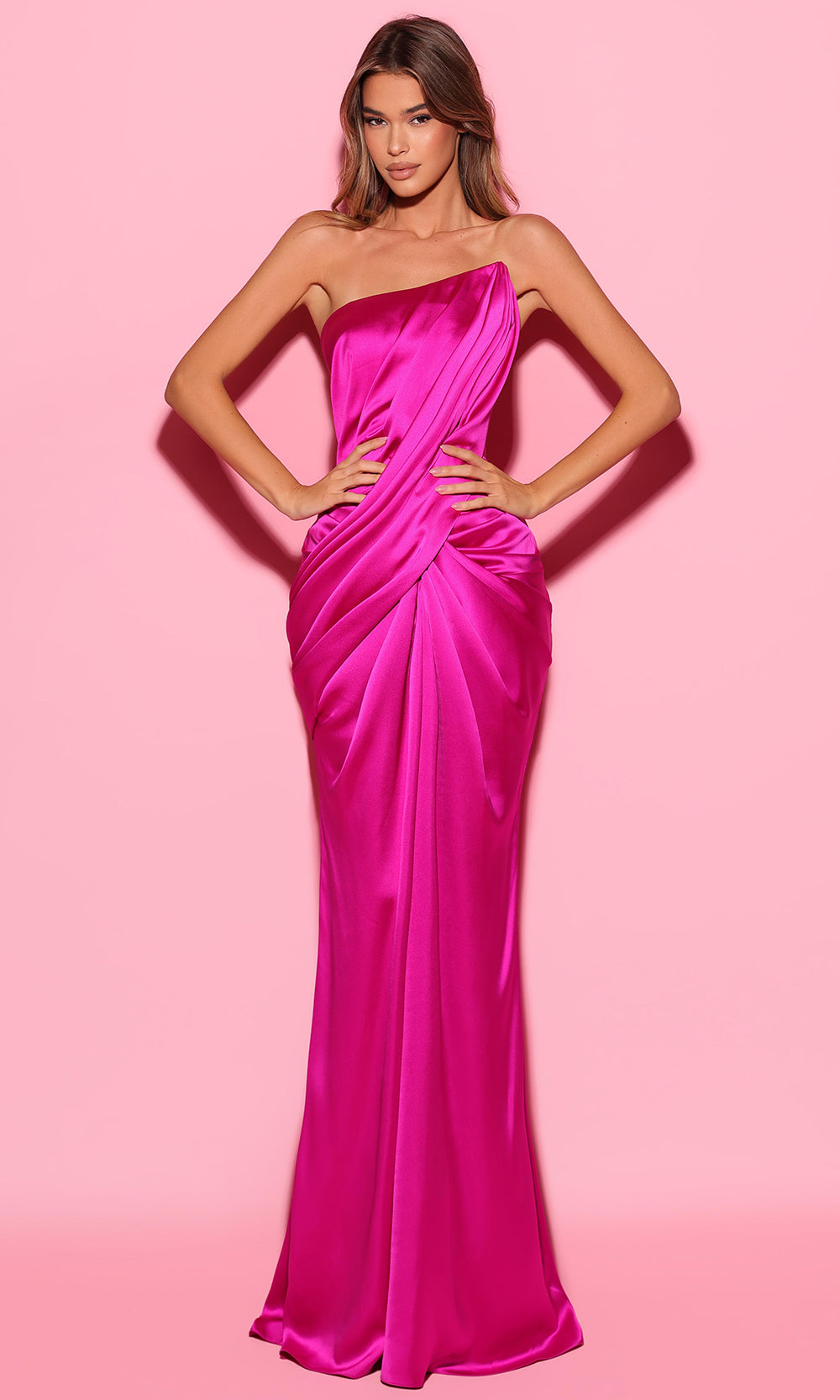 Tarik Ediz 55088 - Peaked Strapless Satin Evening Dress Prom Dresses