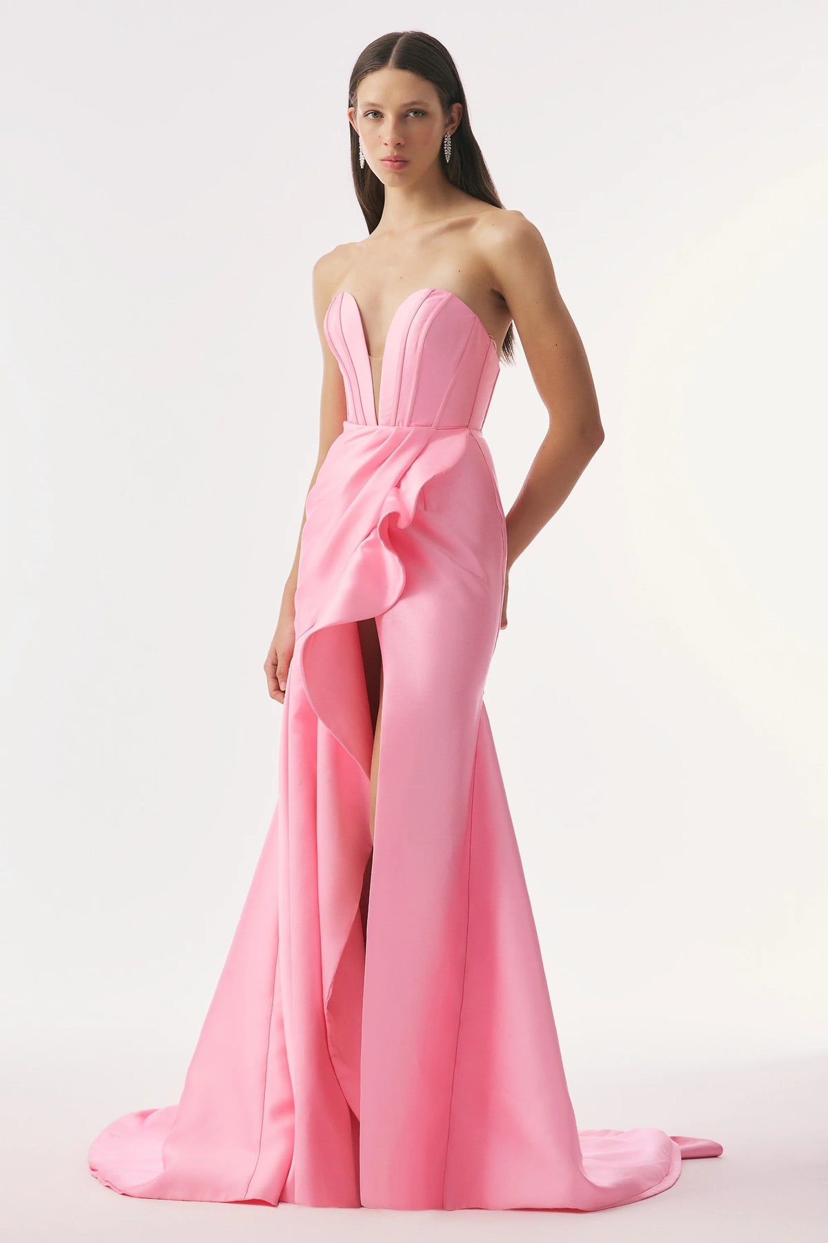 Tarik Ediz 55093 - Plunged Neckline Mermaid Prom Gown