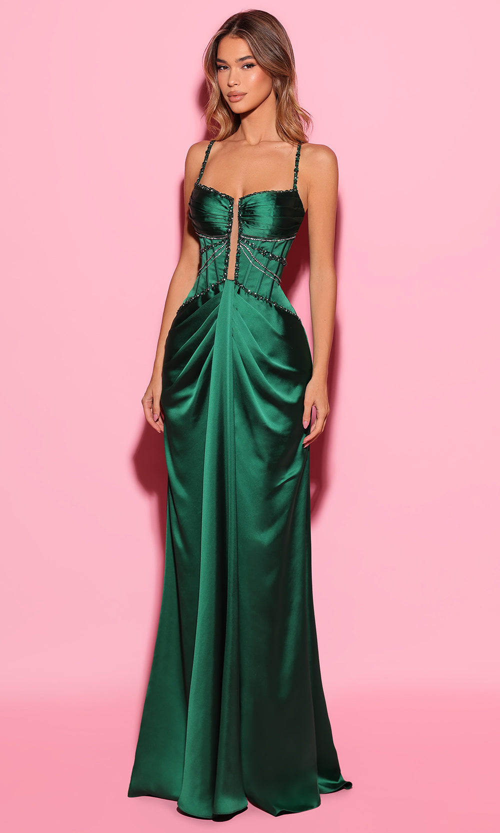 Tarik Ediz 55120 - Beaded Corset Satin Prom Gown Prom Dresses