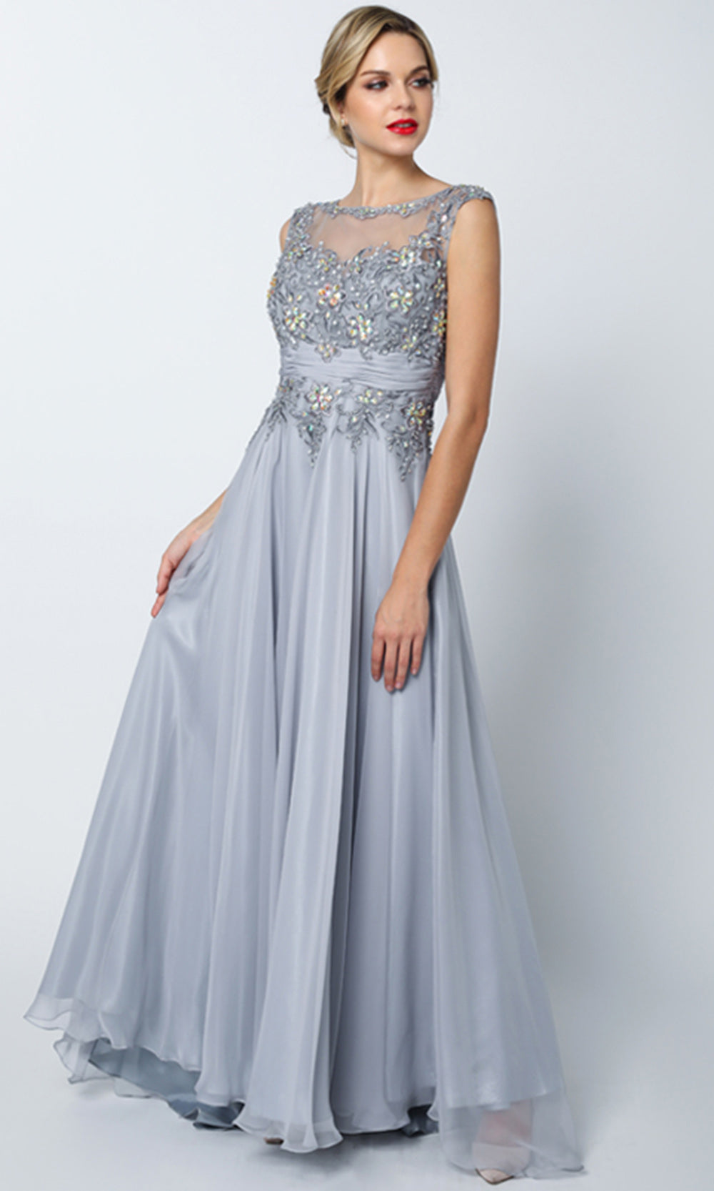 Juliet Dresses 552 - Keyhole Back Cap Sleeve Gown Formal Gowns