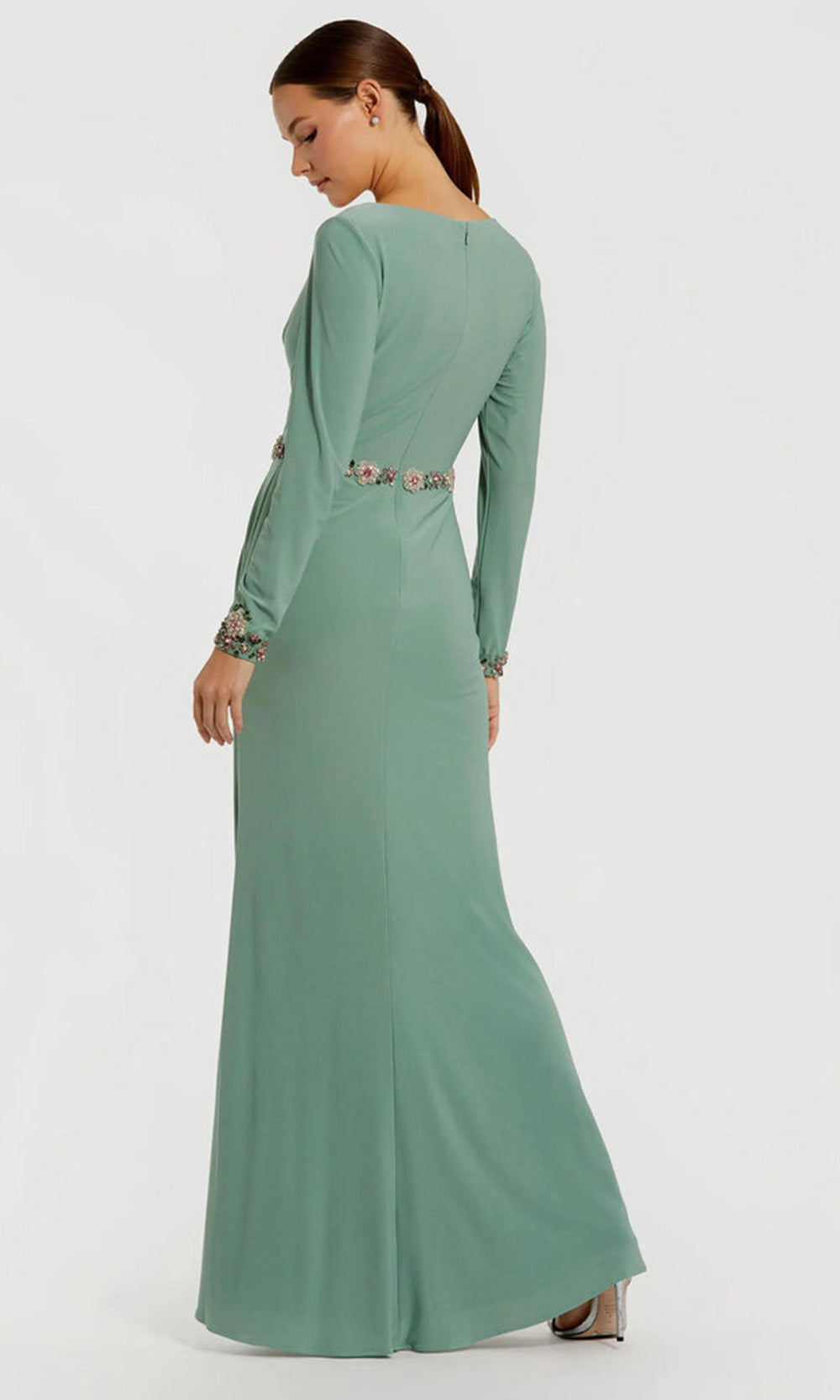 Ieena Duggal 55784 - Long Sleeve Elegant Formal Dress Mother of the Bride Dresses in Green