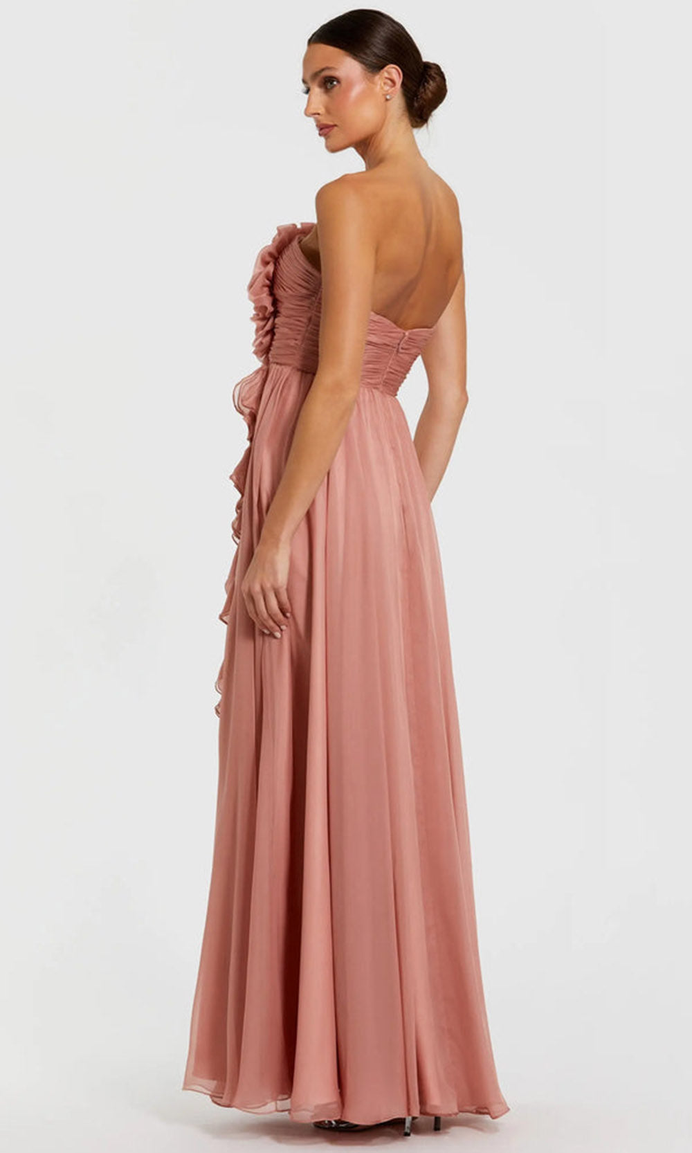 Ieena Duggal 56071 - Statement Floral Ruffle Slit Chiffon Dress Formal Gowns in Rose