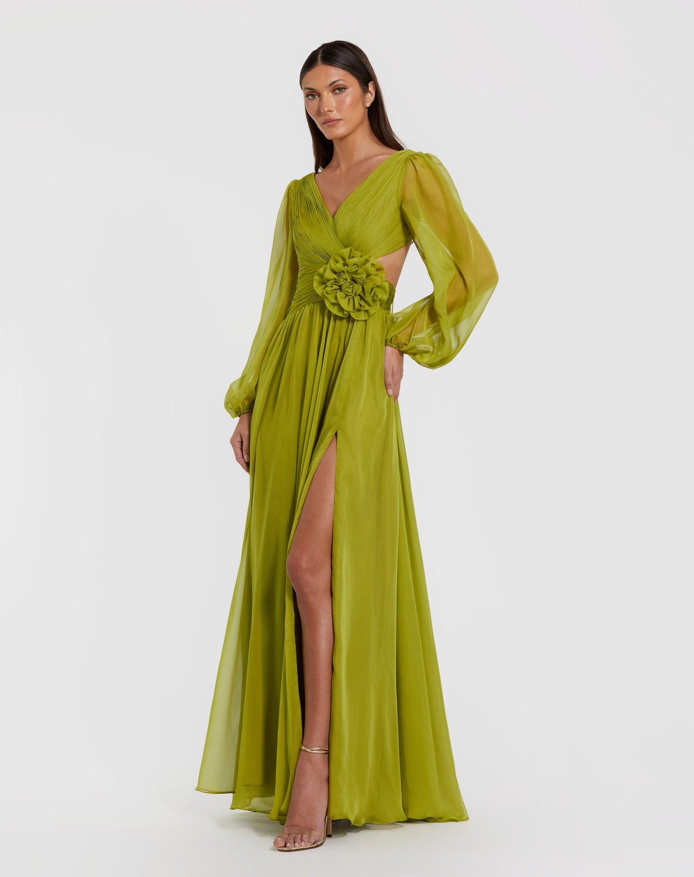 Ieena Duggal 56072 - Long Sleeve Floral Waist Dress