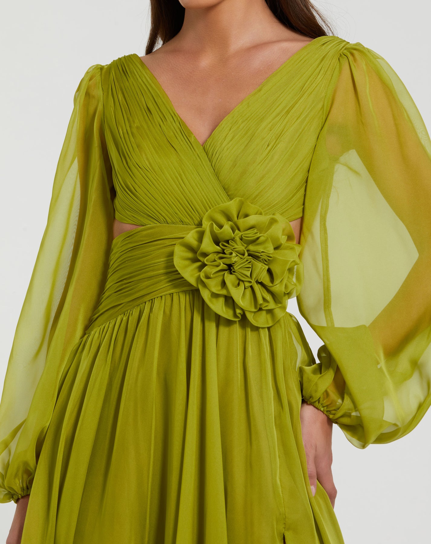 Ieena Duggal 56072 - Long Sleeve Floral Waist Dress