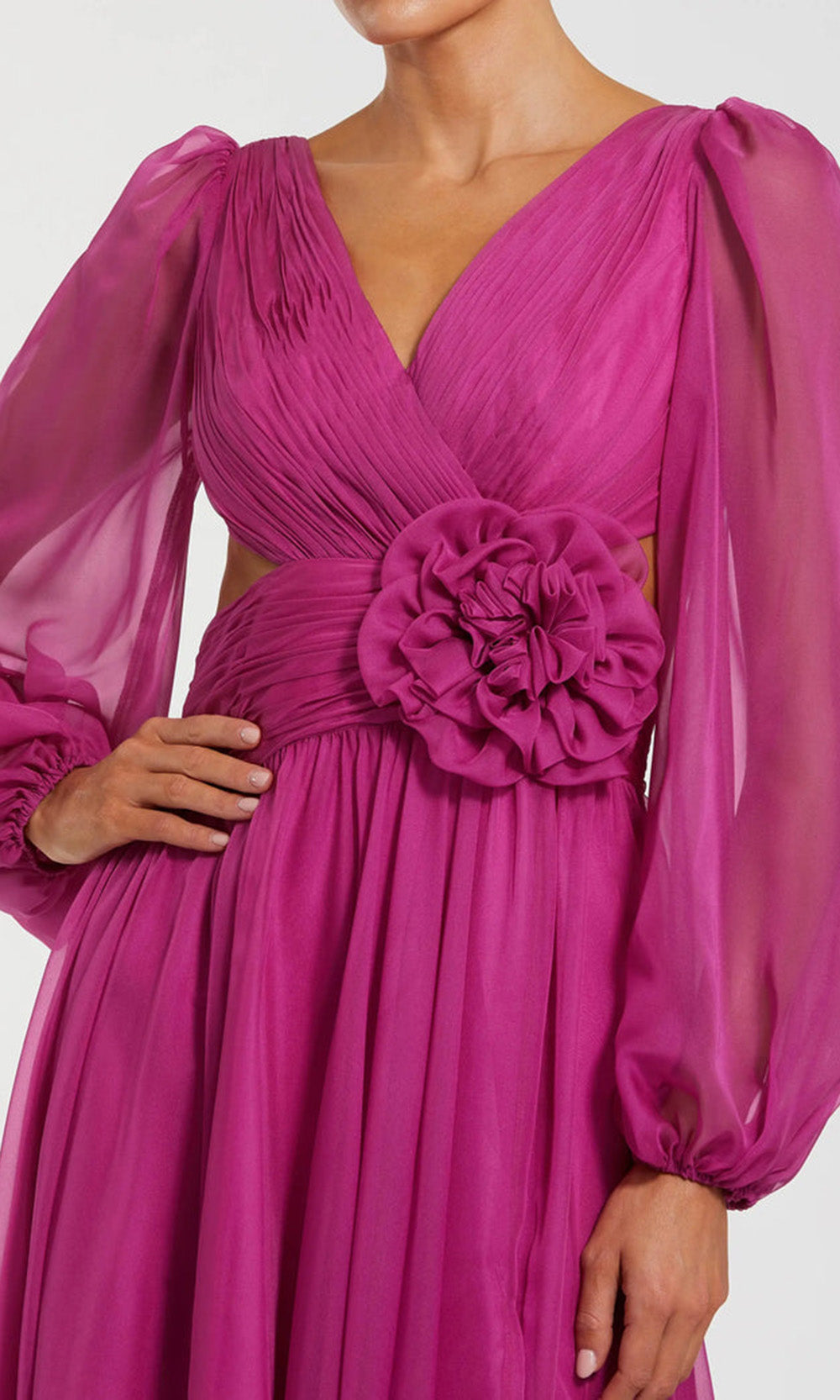 Ieena Duggal 56072 - Long Sleeve Floral Waist Dress Mother of the Bride Dresses in Pink