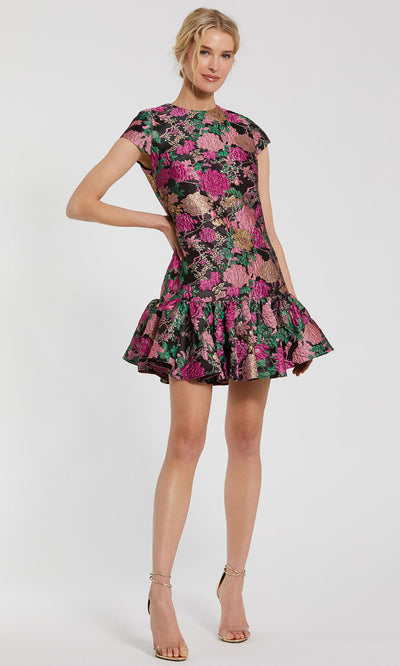 Ieena Duggal 56096 - Floral A-Line Dress with Ruffle Hem Homecoming Dresses