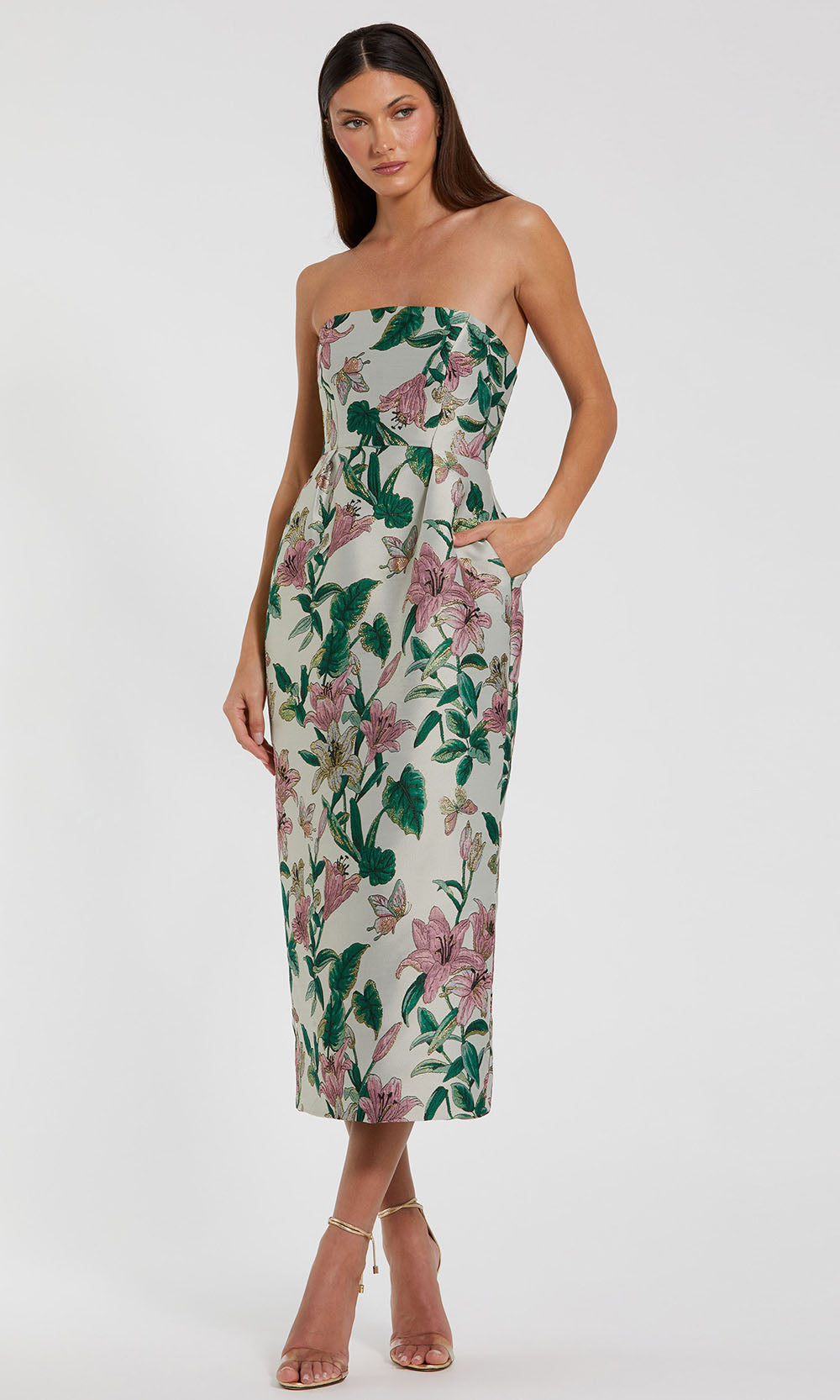 Mac Duggal 56097 - Straight Across Floral Evening Dress Wedding Guest