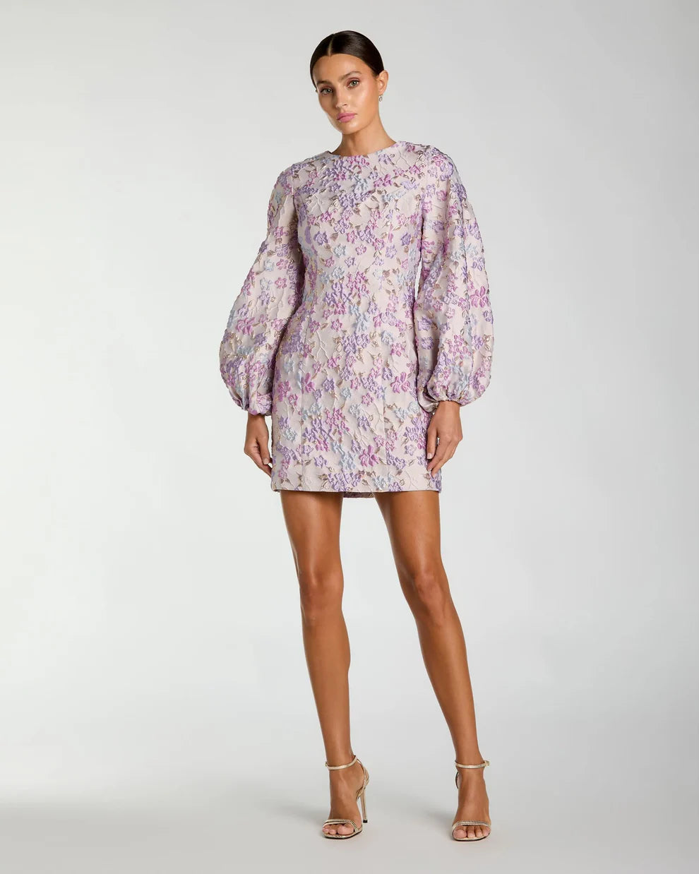 Ieena Duggal 56106 - Brocade Bateau Neck Mini Dress