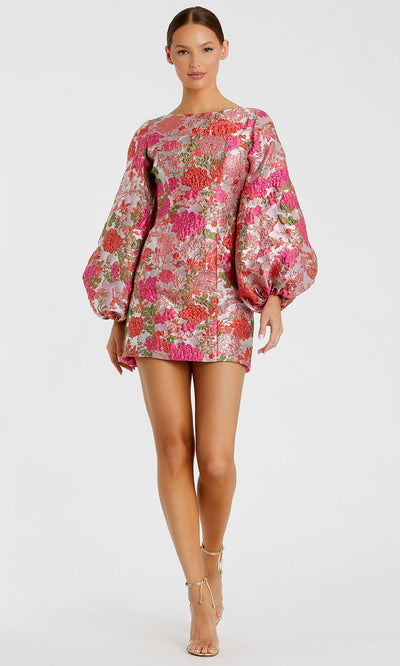 Ieena Duggal 56106 - Brocade Bateau Neck Mini Dress Homecoming Dresses