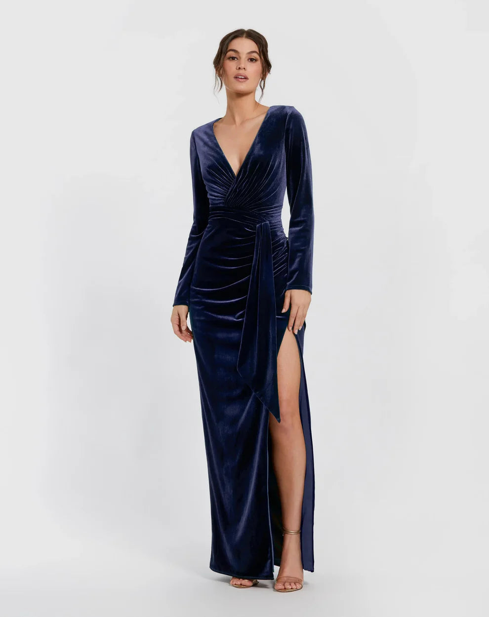 Ieena Duggal 56143 - Long Sleeve Velvet Evening Gown
