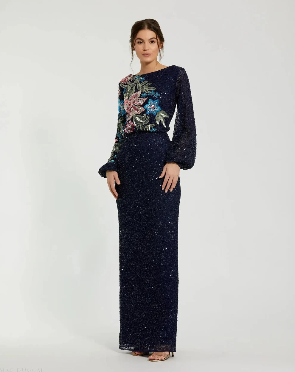Mac Duggal 5615 - Sequin Floral Motif Dress