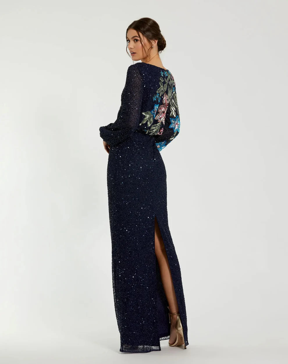Mac Duggal 5615 - Sequin Floral Motif Dress