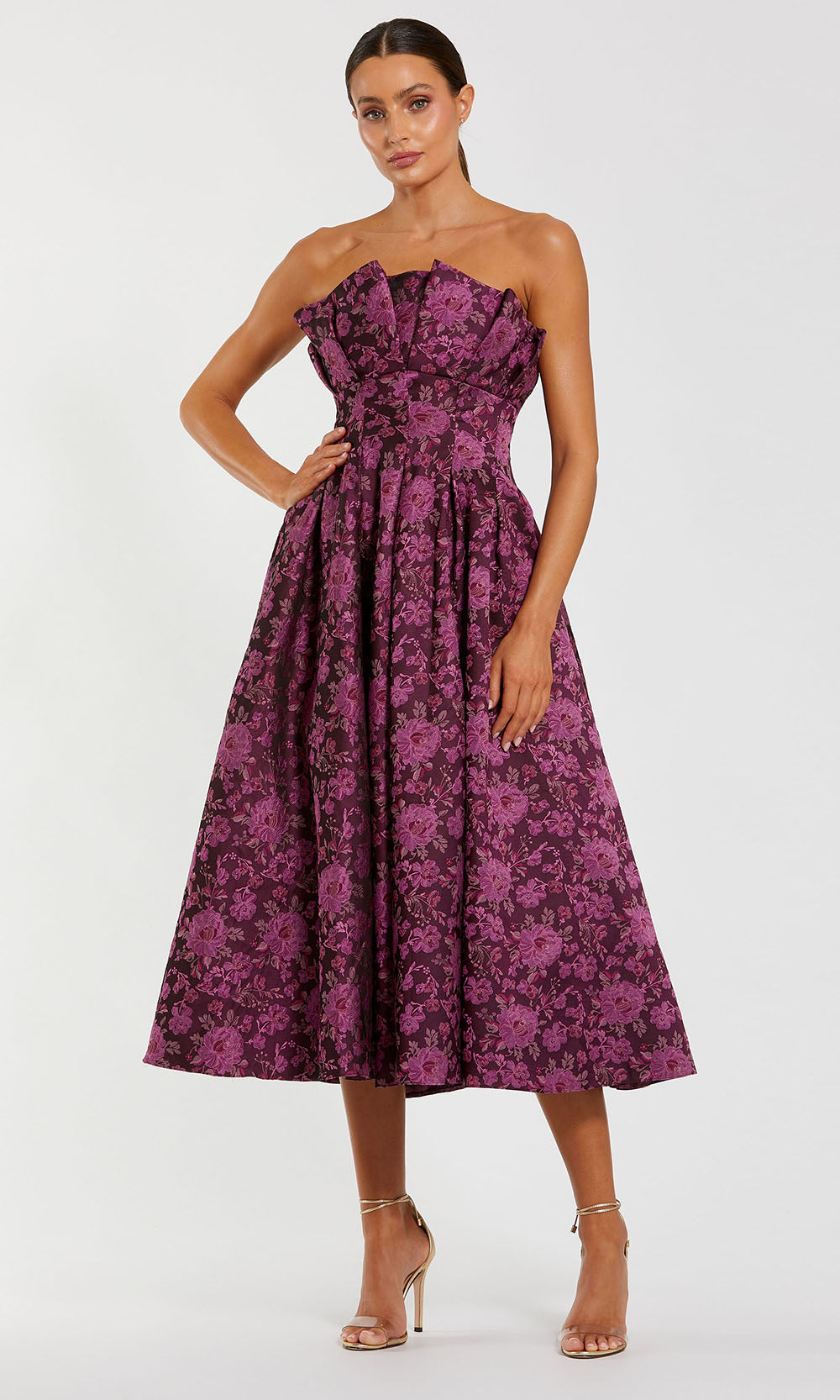 Ieena Duggal 56159 - Floral Bodice Straight Neckline Dress Homecoming Dresses