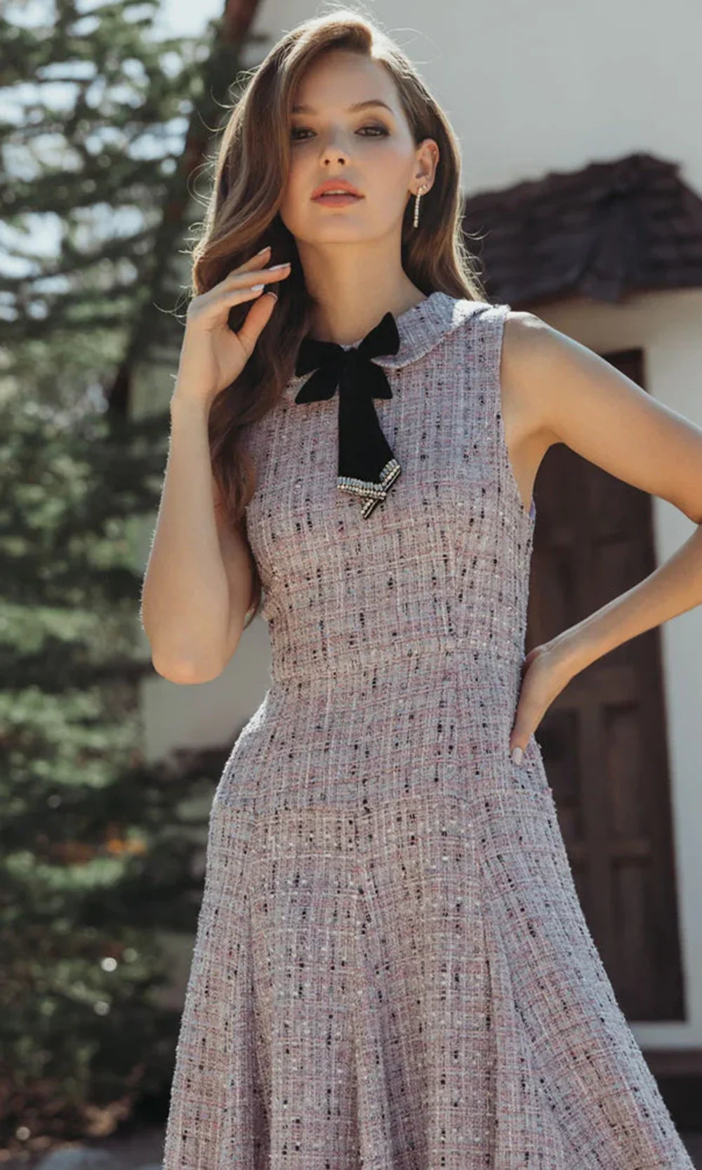 boucle dress knee length Georgiana Boucle Dress Retrofete