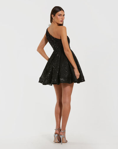 Ieena Duggal 56179 - Sequin One Shoulder Party Dress In Black and White