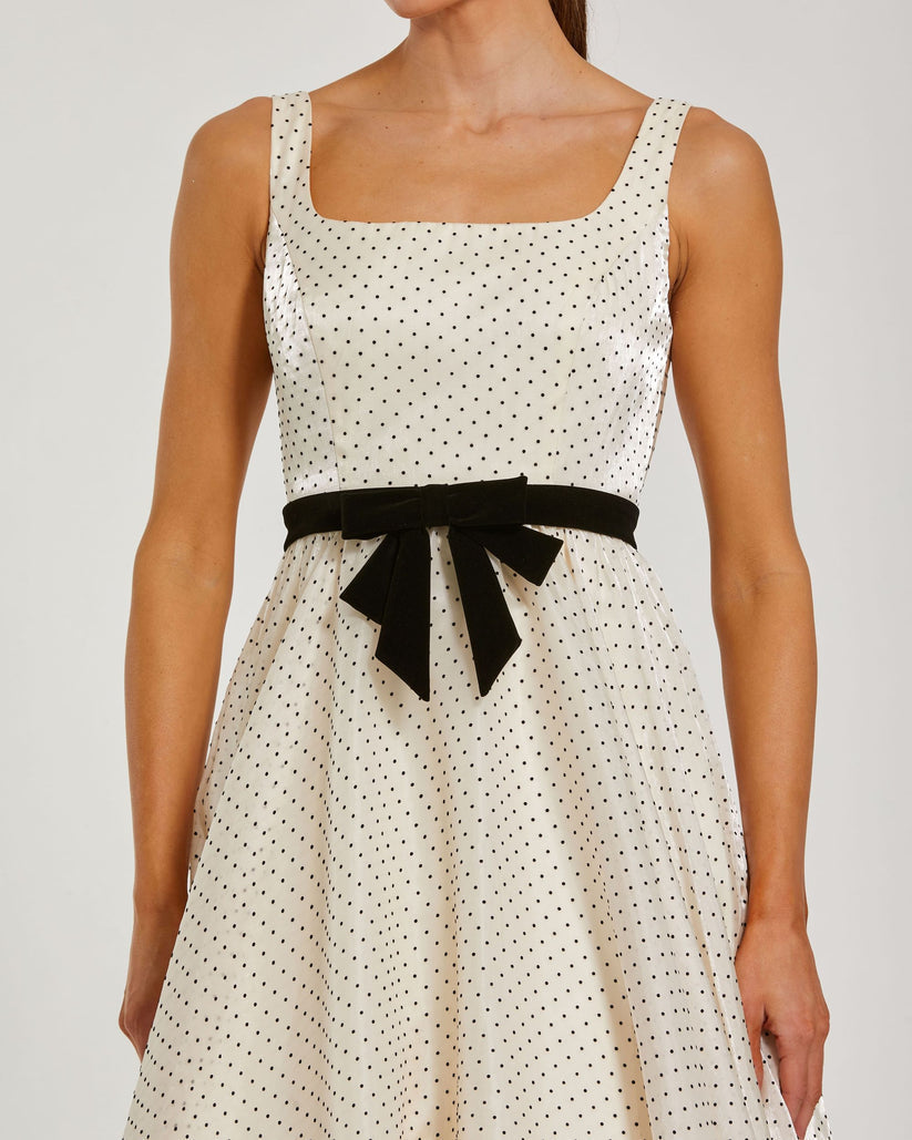 Ieena Duggal 56185 - Sleeveless Square Neck Dress with Polka Dot Formal Gowns in White