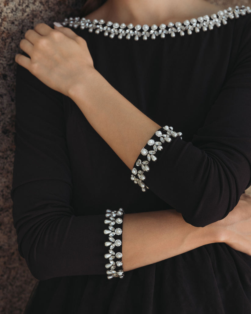 Ieena Duggal 56186 - Embellished Bateau Long Sleeve Gown In Black