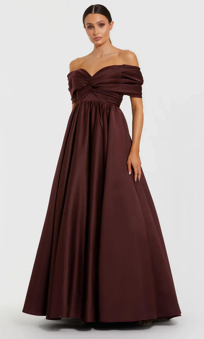 Mac Duggal 56188 - Twisted Bodice Short Sleeve Evening Gown Ball Gowns