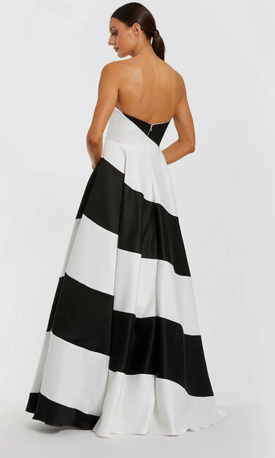 Ieena Duggal 56190 - Stripe Print Straight Neckline Gown Ball Gowns