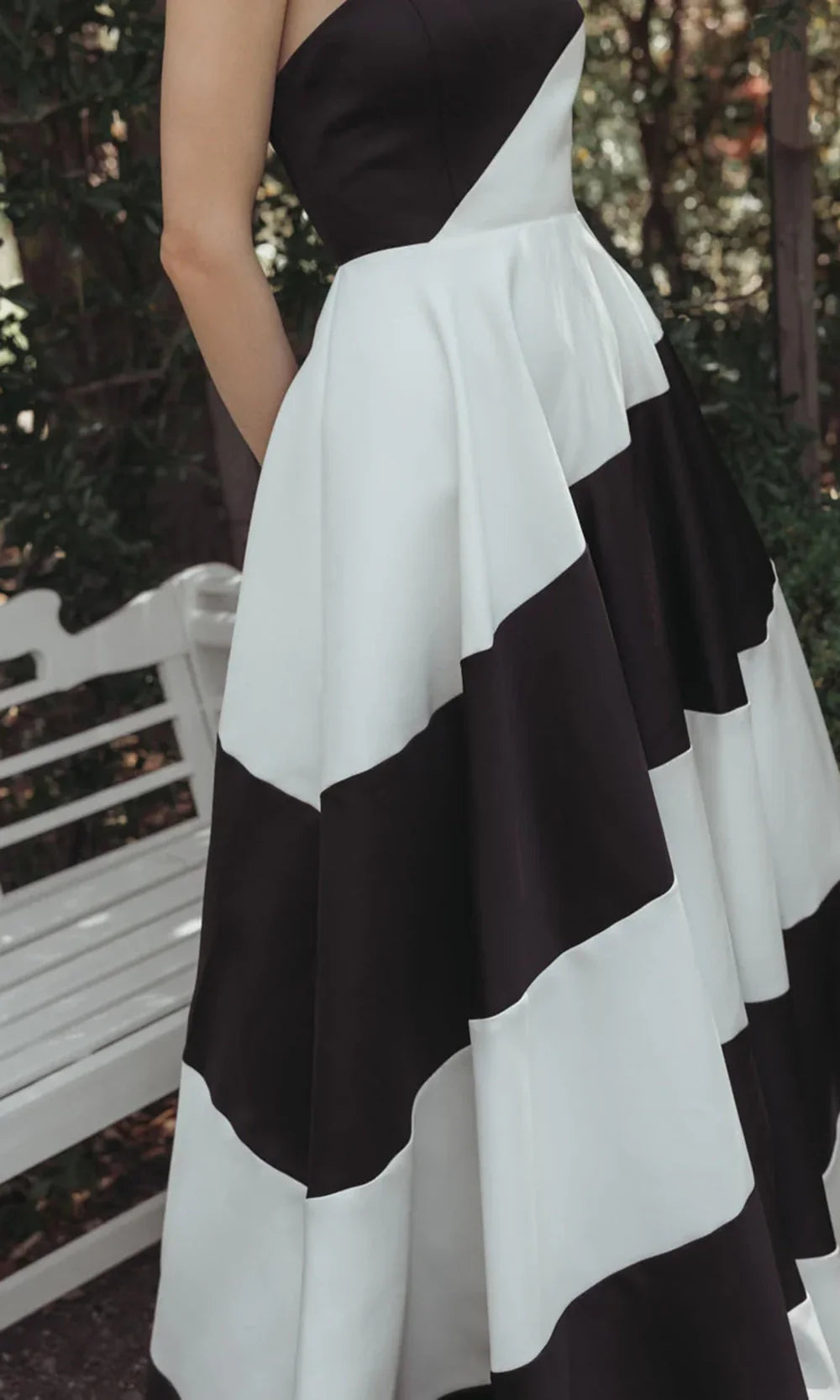 Ieena Duggal 56190 - Stripe Print Straight Neckline Gown Ball Gowns