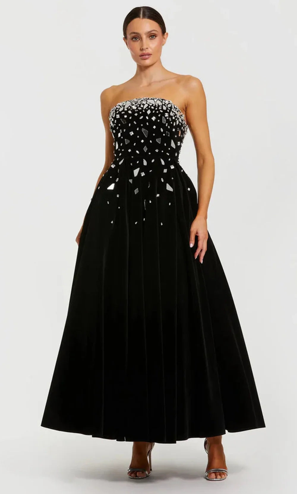 Ieena Duggal 56197 - Strapless Velvet Mirror Detail Dress Homecoming Dresses