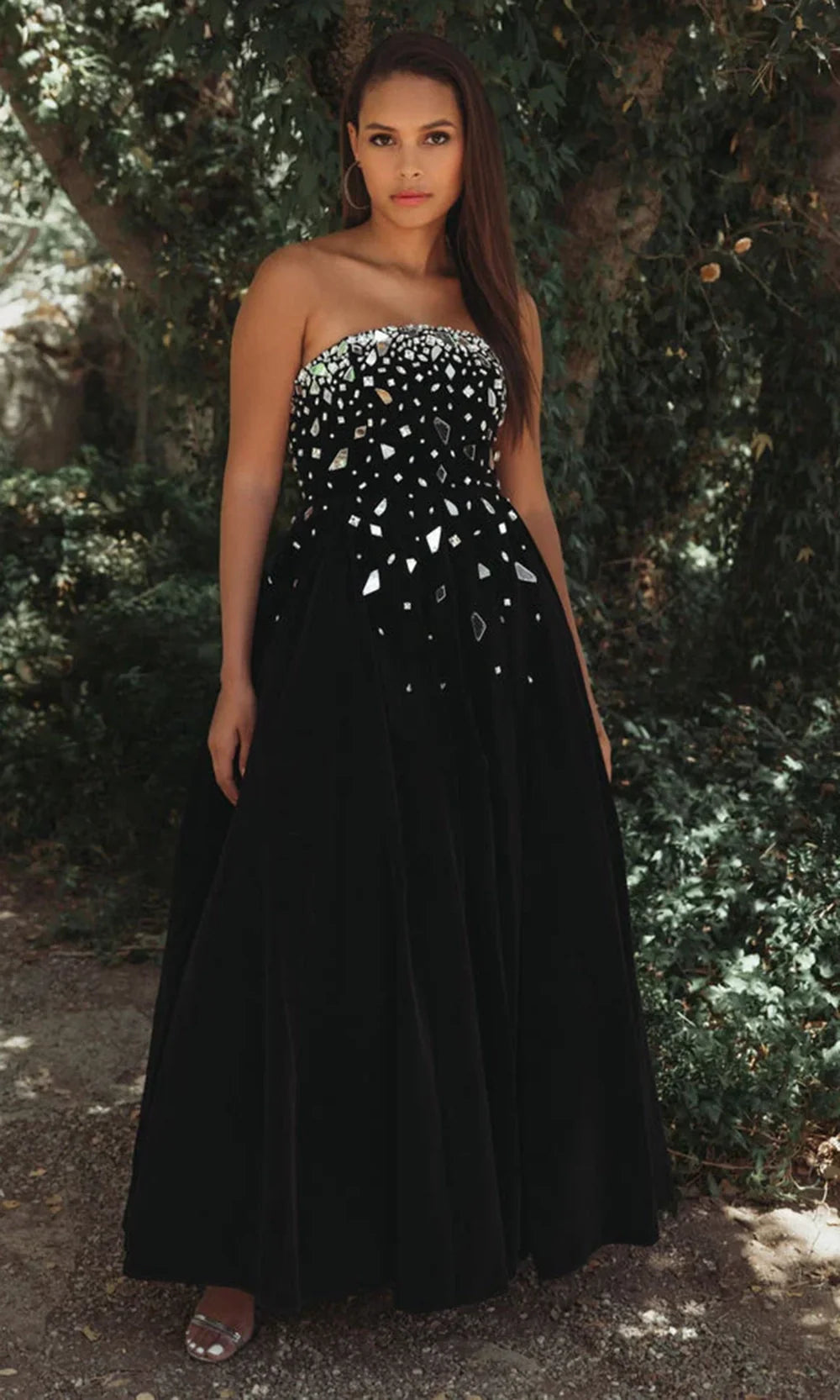 Ieena Duggal 56197 - Strapless Velvet Mirror Detail Dress Homecoming Dresses