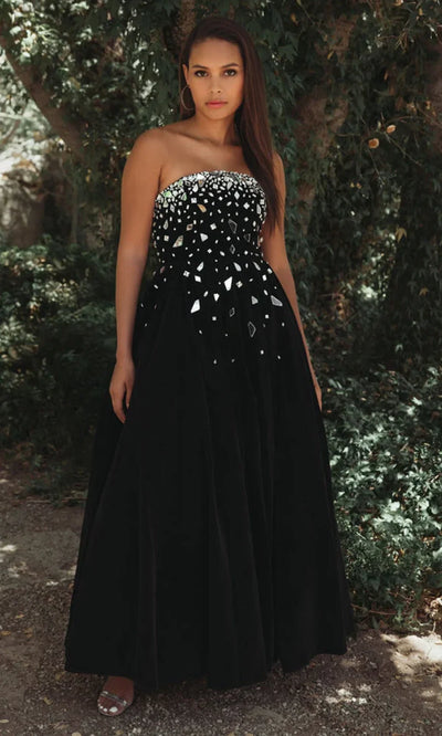 Ieena Duggal 56197 - Strapless Velvet Mirror Detail Dress Homecoming Dresses