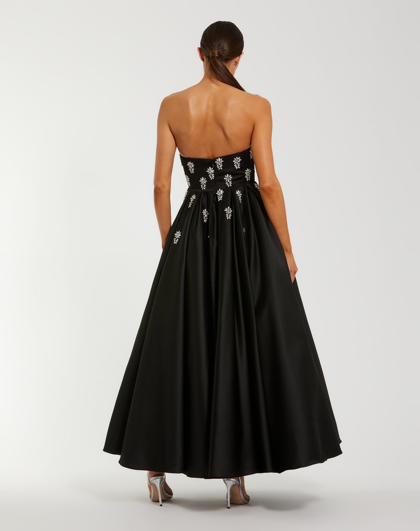 Ieena Duggal 56199 - Strapless Crystal Embellished A-Line Gown In Black