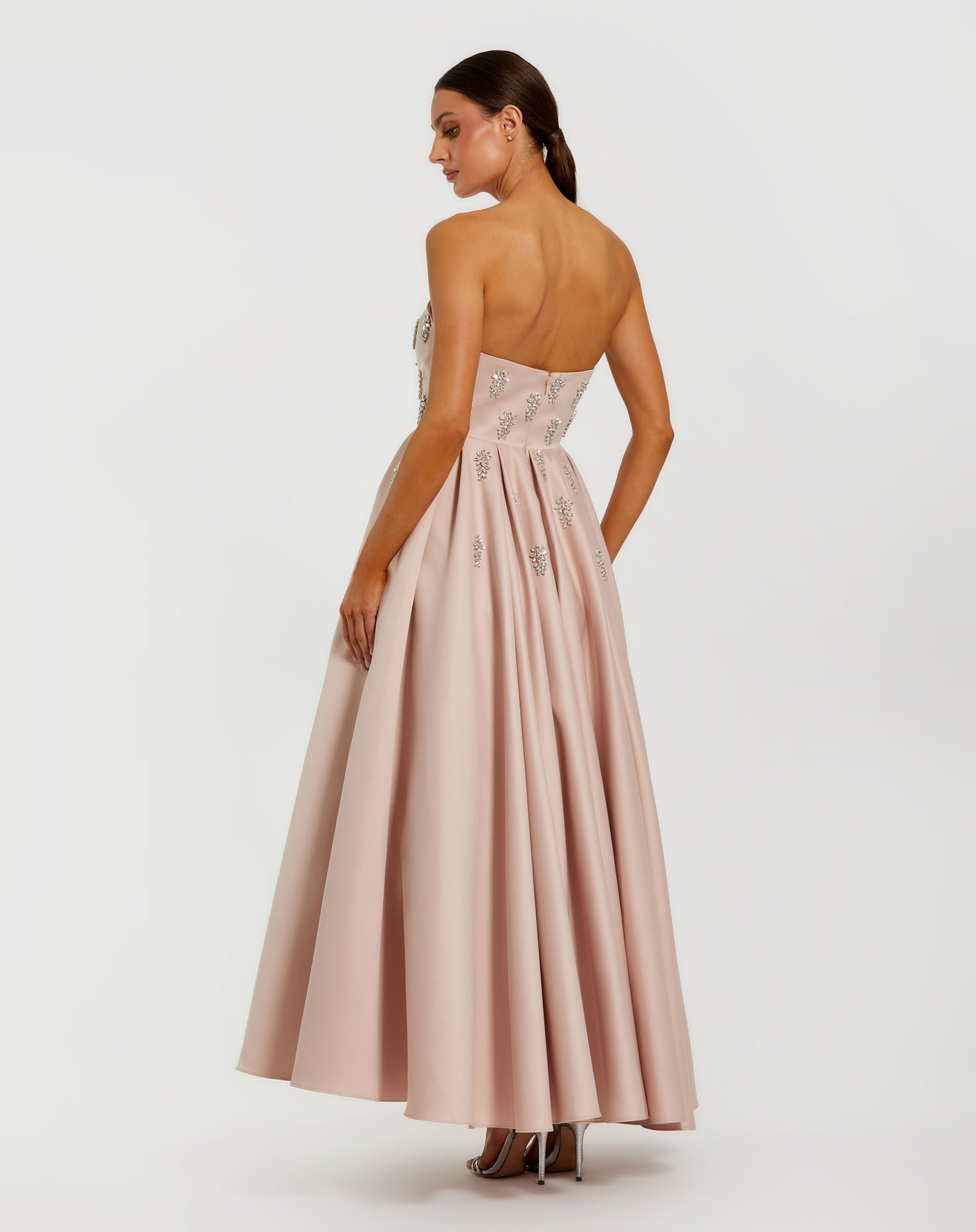 Ieena Duggal 56199 - Strapless Crystal Embellished A-Line Gown In Pink