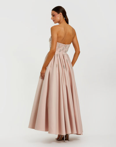 Ieena Duggal 56199 - Strapless Crystal Embellished A-Line Gown In Pink