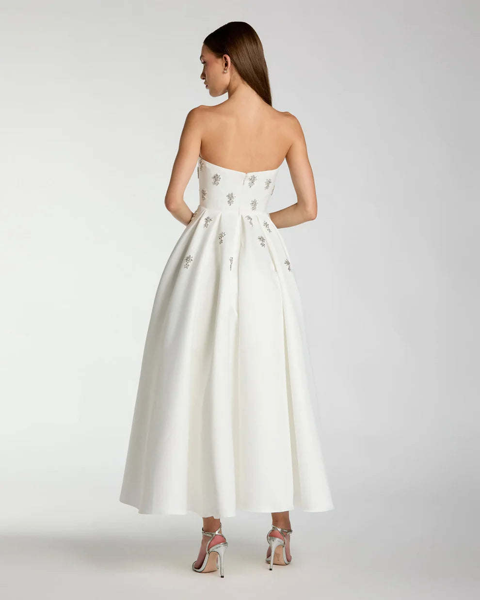 Ieena Duggal 56199 - Straight Neckline Pleated Satin Gown