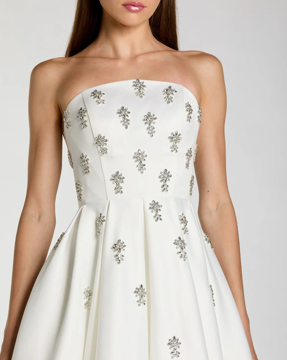 Ieena Duggal 56199 - Straight Neckline Pleated Satin Gown