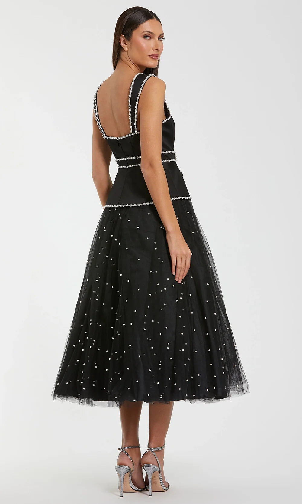 Ieena Duggal 56206 - Square Neck Pearl Embellished Dress Homecoming Dresses