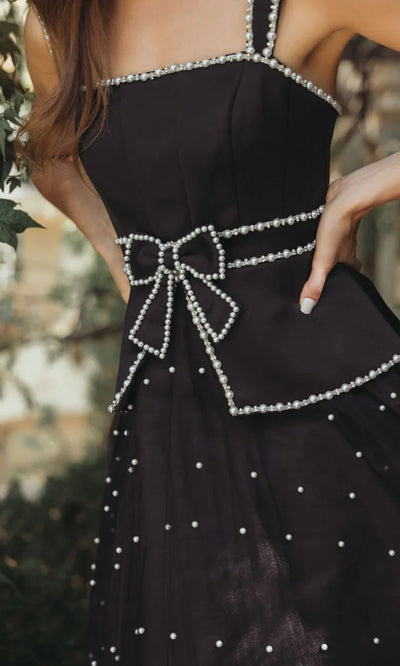Ieena Duggal 56206 - Square Neck Pearl Embellished Dress Homecoming Dresses