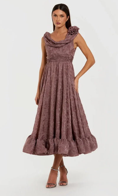 Ieena Duggal 56223 - Tea-Length Burnout Chiffon Dress Homecoming Dresses