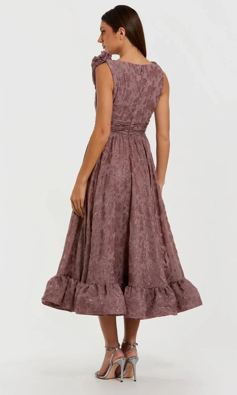 Ieena Duggal 56223 - Tea-Length Burnout Chiffon Dress Homecoming Dresses