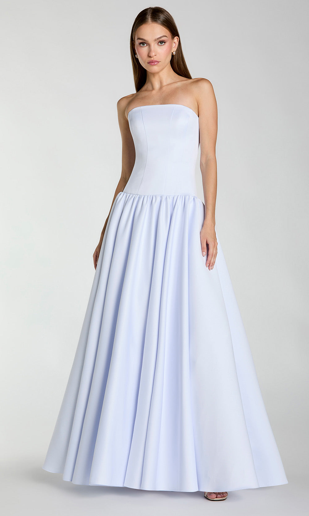 Mac Duggal 56270 - Straight Neckline Gathered A-Line Gown Prom Dresses in Blue