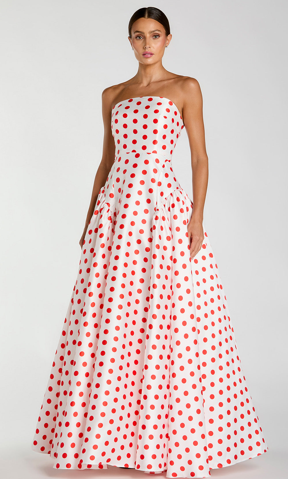 Mac Duggal 56283 - Straight Neckline Polka-Dot Evening Gown Prom Dresses in White and Multi