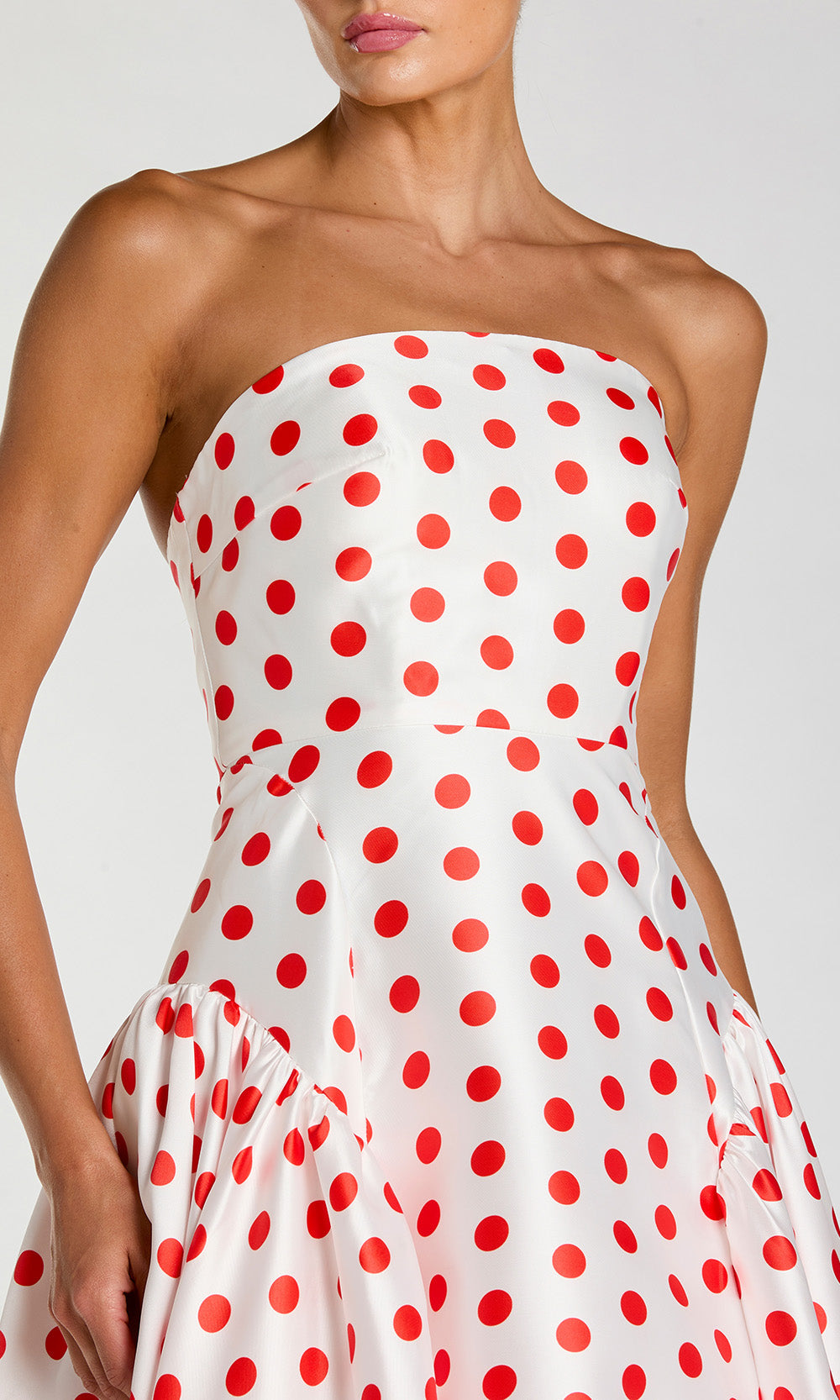 Mac Duggal 56283 - Straight Neckline Polka-Dot Evening Gown Prom Dresses in White and Multi