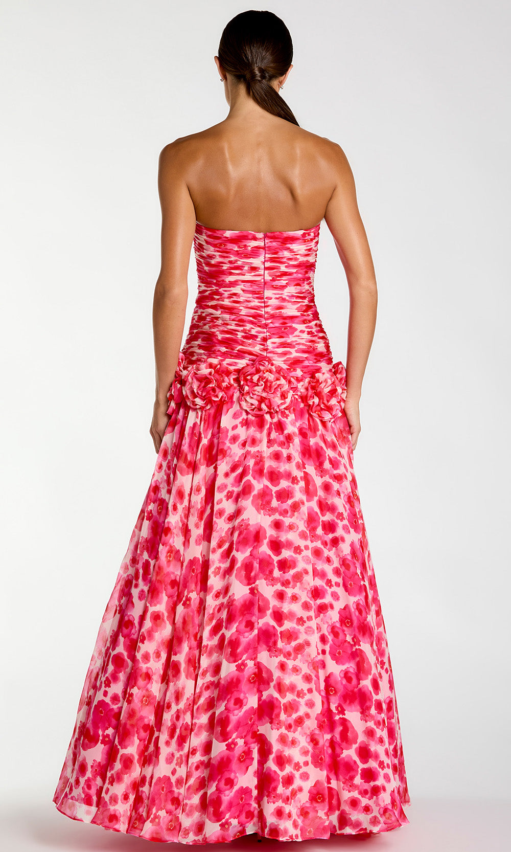 Ieena Duggal 56329 - Floral Print Drop Waist A-Line Gown Prom Dresses in Red and Multi