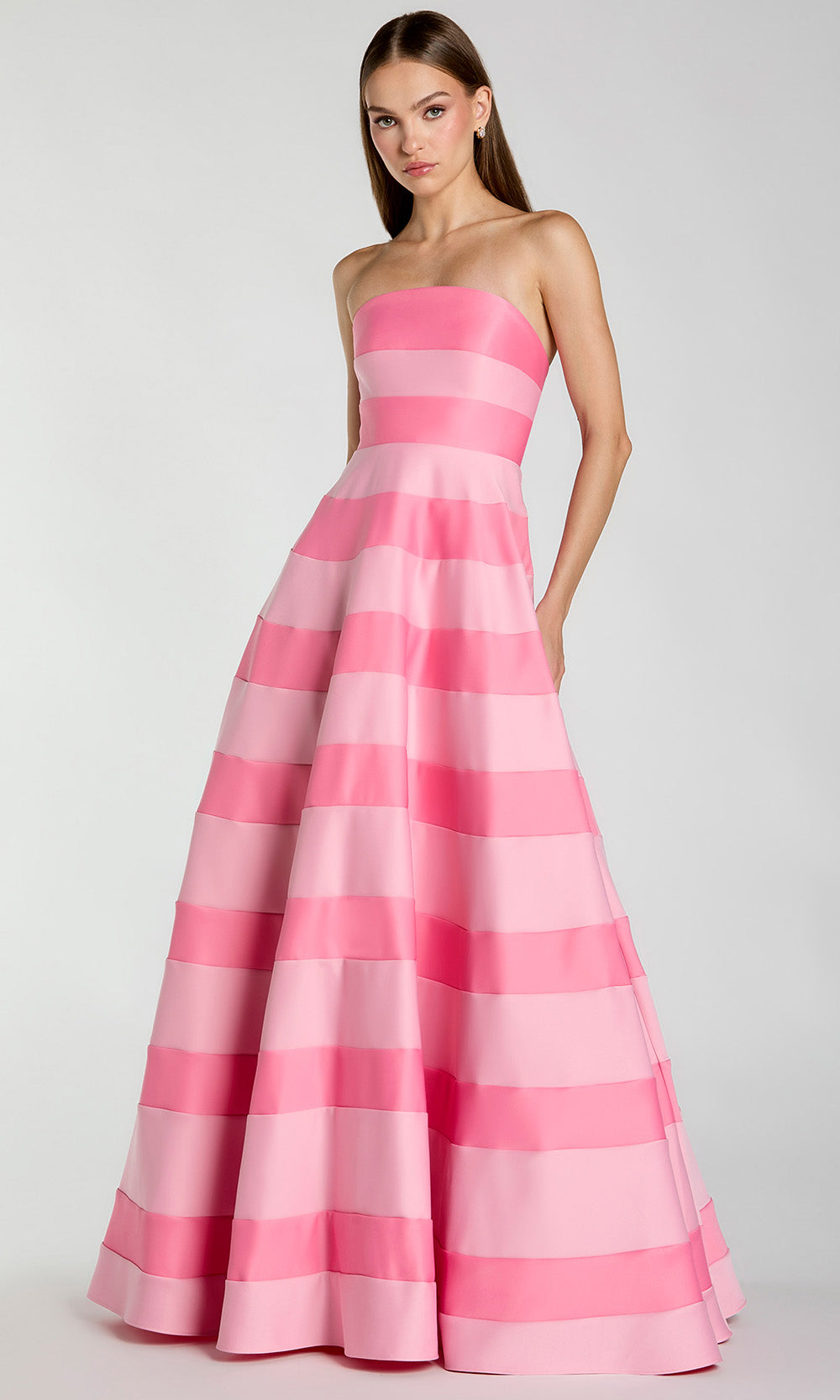 Mac Duggal 56353 - Strapless Bodice Striped Ballgown Prom Dresses in Pink and Multi